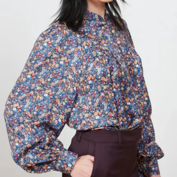 Paul & Joe Floral Button Down Shirt Size M Medium Multicolor Red Pink Bl… - Picture 2 of 9